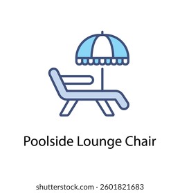 Poolside Lounge Chair icons vector set stock illustration.