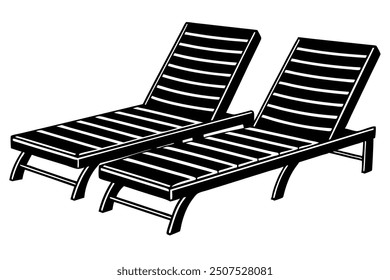       Poolside lounge chairs vector illustration.
