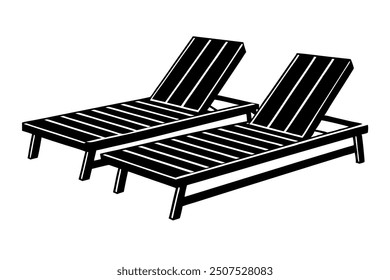       Poolside lounge chairs vector illustration.
