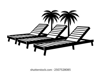       Poolside lounge chairs vector illustration.
