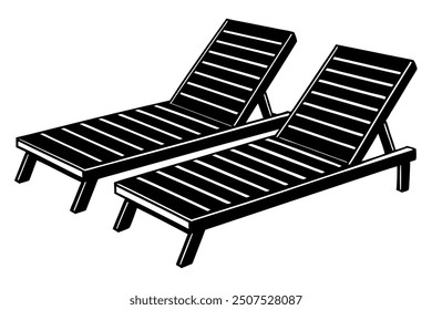       Poolside lounge chairs vector illustration.
