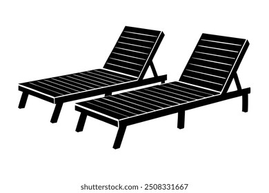       Poolside lounge chairs vector illustration.
