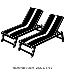       Poolside lounge chairs vector illustration.
