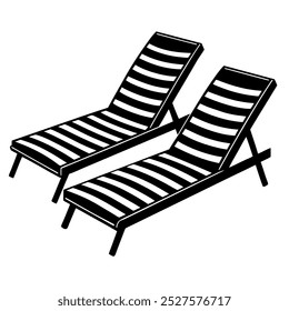       Poolside lounge chairs vector illustration.
