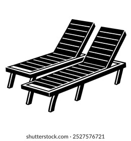       Poolside lounge chairs vector illustration.
