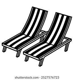       Poolside lounge chairs vector illustration.
