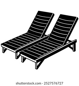       Poolside lounge chairs vector illustration.
