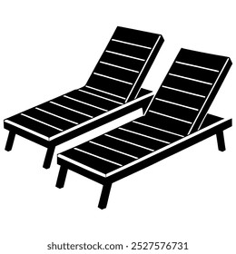       Poolside lounge chairs vector illustration.
