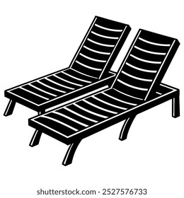       Poolside lounge chairs vector illustration.
