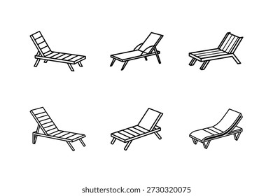 poolside lounger line art vector illustration isolated