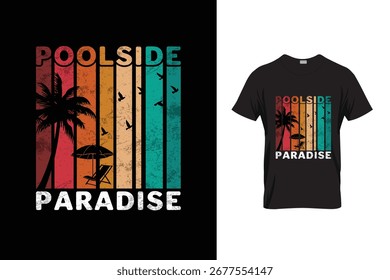 Poolside Paradise | Retro Summer Palm T-Shirt