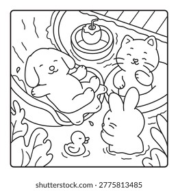 Poolside Relaxation Coloring Page