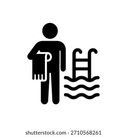 Poolside Towel Service Icon Isolated On White Background