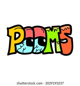 Pooms Streetwear and Edgy Logos, in Color full for Commercial Use