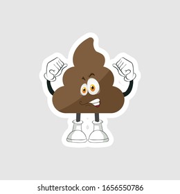dibujos animados de poop diseño con expresión. puede usarse para pegatinas, pasadores o parches