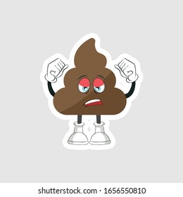 poop cartoon characters design with expression. you can use for stickers, pins or patches