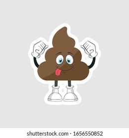 dibujos animados de poop diseño con expresión. puede usarse para pegatinas, pasadores o parches