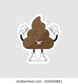 dibujos animados de poop diseño con expresión. puede usarse para pegatinas, pasadores o parches