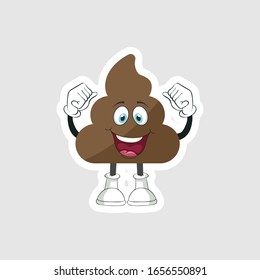 poop cartoon characters design with expression. you can use for stickers, pins or patches