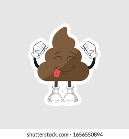 dibujos animados de poop diseño con expresión. puede usarse para pegatinas, pasadores o parches