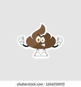 poop cartoon characters design with expression. you can use for stickers, pins or patches