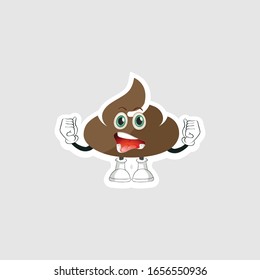 poop cartoon characters design with expression. you can use for stickers, pins or patches