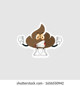 dibujos animados de poop diseño con expresión. puede usarse para pegatinas, pasadores o parches