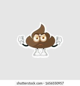 dibujos animados de poop diseño con expresión. puede usarse para pegatinas, pasadores o parches