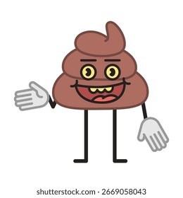 El personaje pop apunta con la mano y sonriendo. Ilustración vectorial