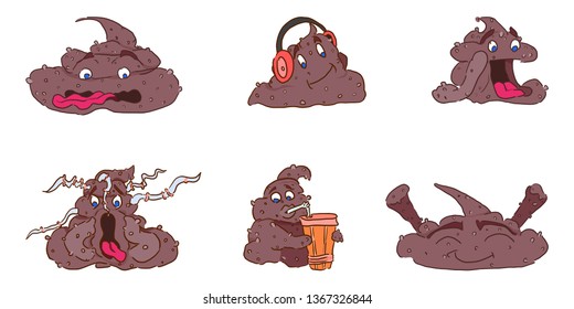 poop characters a selection of bright painted doodles