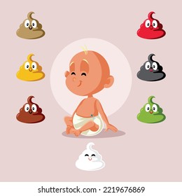 
Poop Color Guidelines For Babies Health Infographic Vector Illustration. Health Indicator Of Diaper Inspection On A Little Newborn Child
