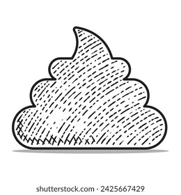 poop emoji vector engraving style hand drawn black and white