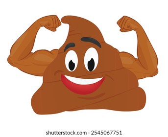 Emoticono de caca con músculos. Vector