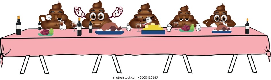 Poop friends sitting at the table