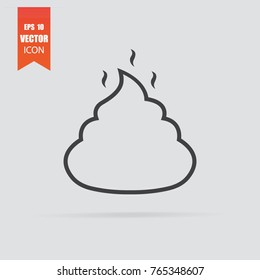 Poop icon in flat style isolated on grey background. For your design, logo. Vector illustration.
