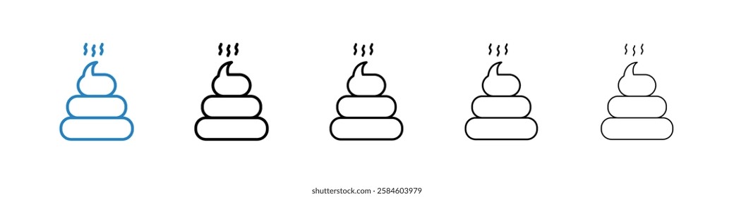 Poop icons in five different stroke sizes