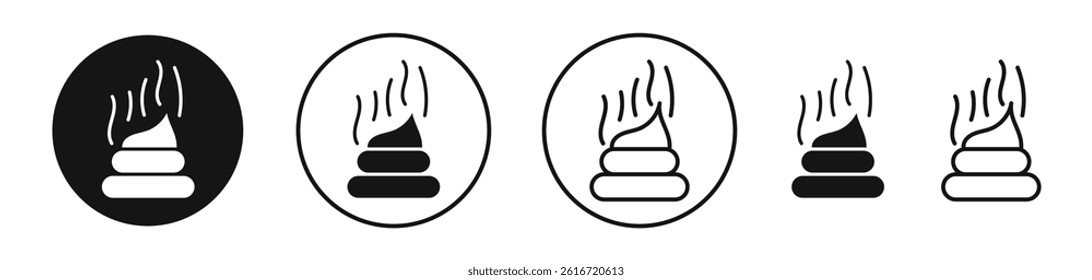 Poop icons set in solid black and stroke line style