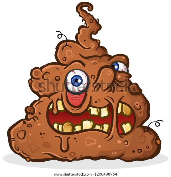 Poop Monster Cartoon Character With A Grotesque Melting Face