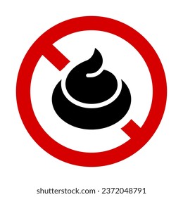 Poop prohibited icon. Do not defecate here. Vector.