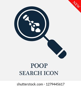 Poop search icon. Editable Poop search icon for web or mobile.