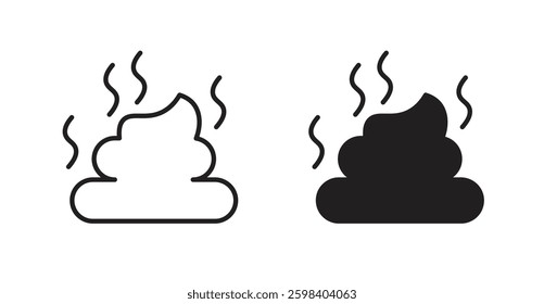 Poop vector icon set in black color.