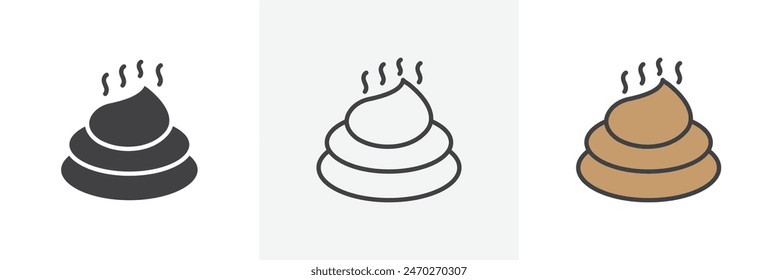 Poop vector set. Dog shit graphic. Animal poo icon.