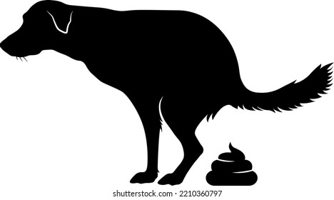 Pooping Pooches Dog, Icon, Black Vector Illustration Isolated On White Background, Sillouette Logo