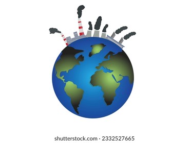 Poor air quality has an impact on the health of living things on Earth. Switch to clean energy and eco-friendly industries. Fun vector illustration. Environmentally poster.