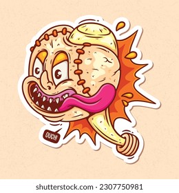 Poor Baseball Ball Hand Drawn Color Vector Doodle Illustration