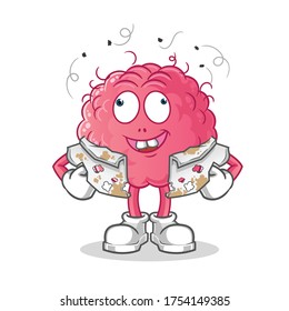 poor brain cartoon. mascot vector illustration