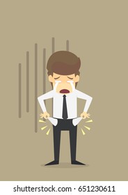 Poor businessman showing empty pants pockets .VECTOR