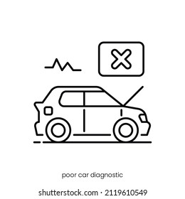 poor car diagnostic icon. Outline style icon design isolated on white background