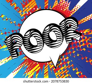 Pobre. Texto de libro de historietas sobre fondo de historietas abstractas. Ilustración de estilo de arte pop retro.