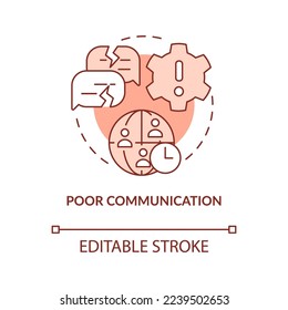 Poor communication terracotta concept icon. Outstaffing drawback abstract idea thin line illustration. Miscommunication. Isolated outline drawing. Editable stroke. Arial, Myriad Pro-Bold fonts used